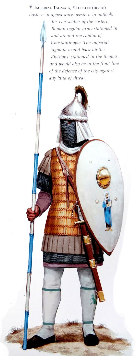 'older Thyatian soldier attire in/around Ochalea...  [0800 - 899 Soldado regular imperio de oriente,  Imperial tagmata, 9th century]