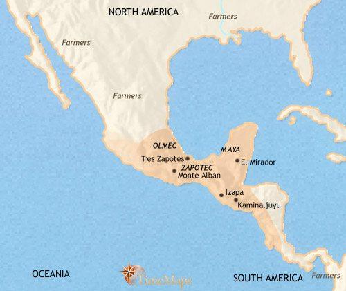 Map of Mexico and Central America at 200BCE