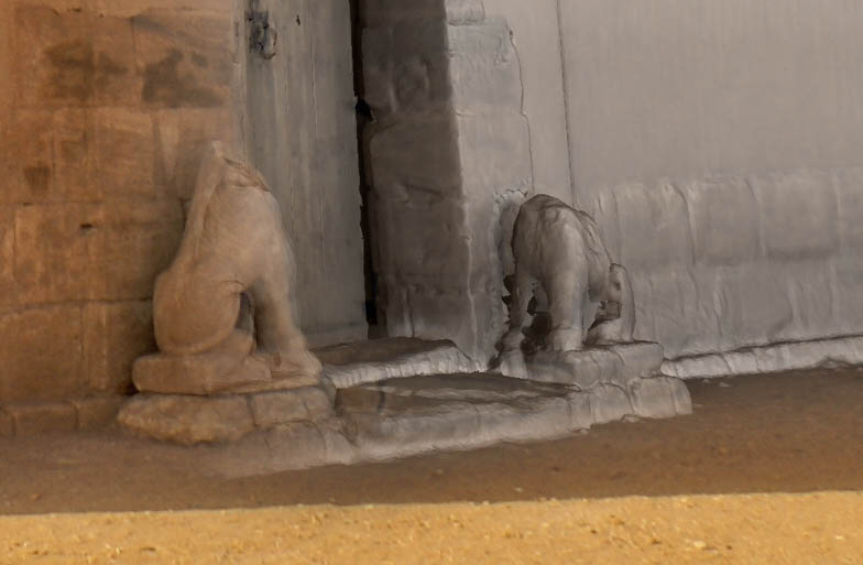 lion statues at the Apedemak temple musawwarat es Sufra 3d century BCE.jpg